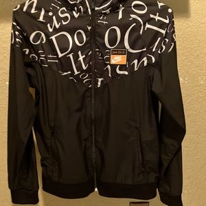 A just do it jacket all black and white rain coat